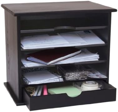 Wood Mail Organizer - Black
