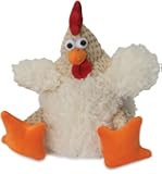 goDog Checkers Fat Rooster With Chew Guard Technology Tough Plush Dog Toy, White, Small