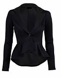 Fast Fashion Damen Mit Langen Ärmeln Rüschen Verschieben Ausgestattet Unteren Rücken Peplum Blazer (36/38, Black)