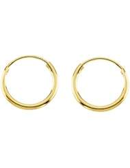 14K Yellow Gold 10 MM Childrens Hoop Earrings