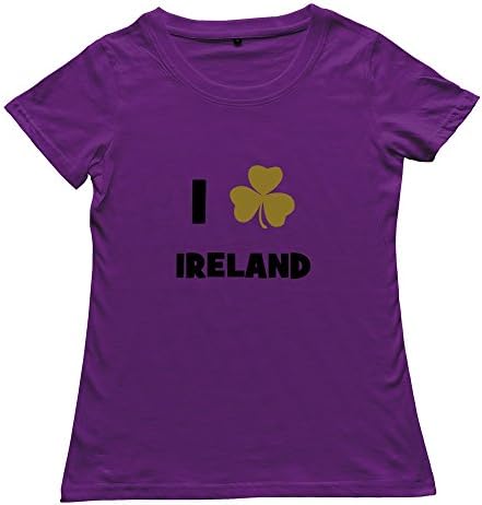 PTHZ Women's Love Ireland Cotton T Shirt Tee Purple M