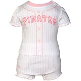 MLB Majestic Pittsburgh Pirates Newborn Two-Piece Pinstripe Diaper Set - White/Pink (6-9 Months)
