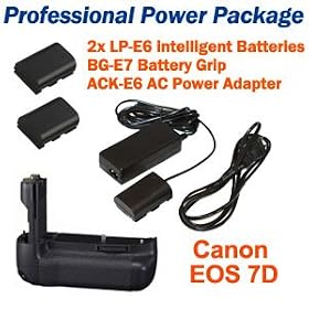 EASTSTAR Pro Power Kit (2x LP-E6 Batteries / ACK-E6 Power Adapter / BG-E7 Battery Grip) for Canon EOS Rebel 7D Digital SLR Cameras