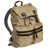 ProPassioneCancuero Rucksack, Canvas Sand, waterpr./leather Mocca, compl. lined, 1 main comp., mobile phone comp., 2 outer comp., carrying handle, shoulder strap, h 45 x w 36 x d 14 cm