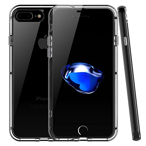 iPhone 7 Plus Case, Comsoon [Crystal Clear] Soft Transparent TPU Bumper Case Cover[Shock Cushion] + Reinforced Hard PC Frame [Scratch Resistant] Slim Protective Case for Apple iPhone 7 Plus (black)