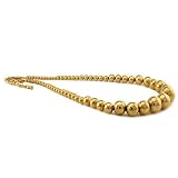 Ladies Gold Plated Stainless Steel Graduated Ball Necklace 16 Inches+ 4 Inch Extension
