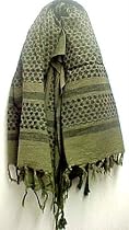 Olive Green / Black Arab Kafiyah Head Scarf Shemagh