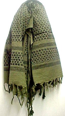 Olive Green / Black Arab Kafiyah Head Scarf Shemagh