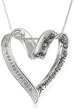 Sterling Silver "A Mother Holds Her Childs Hand For A Short While And Their Hearts Forever" Open Heart Pendant Necklace with Diamonds (0.1 cttw, I-J Color, I2-I3 Clarity), 18"
