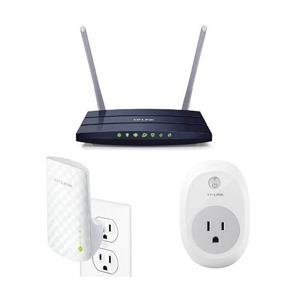 TP-LINK AC1200 Wireless Dual-Band Wi-Fi Router, AC 750 Wi-Fi Range Extender & Wi-Fi Smart Plug Combo (Archer C50 + RE200 + HS100)