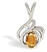 14K White Gold Genuine Oval Citrine and Diamond Pendant