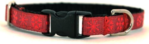 Ruby Red Snowflake Christmas Holiday Cat Collar: Large 7-12", 3/8" wide