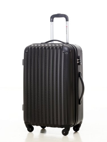 [Travelhouse]スーツケース キャリーケース 軽量 TSAロック ファスナータイプ 半鏡面仕上げ(S, black)