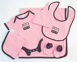 Trend Lab Good Fortune Large Born To Be Spoiled Pink/Brown Trim Gift Set - 6 Piece