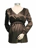 Smocked Empirewaist Cross Front Satin Blouse