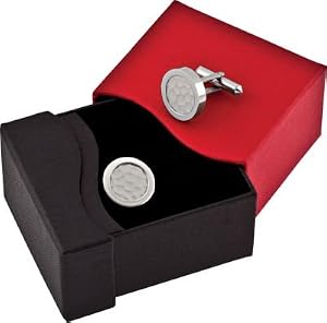 Titanium and Sterling Silver Inlay Round Cuff Links with Special Gift Box