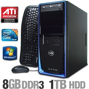 Systemax Gaming PC SG-1601 - MDT - 1 x Core i5 650 / 3.2 GHz - RAM 8 GB - HDD 1 x 1 TB - DVD?RW ?R DL - Radeon HD 5770 - Gigabit Ethernet - Windows 7 Home Premium 64-bit - Monitor : none