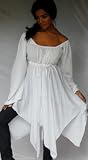 WHITE BLOUSE TOP PEASANT RENAISSANCE FITS - M L XL 1X 2X - W177S LOTUSTRADERS