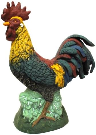 LARGE Full-Bodied Colorful Rooster Figurine - Cast Iron