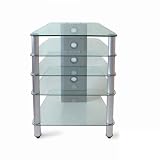 Jual JF005SIL Silver Legs/Clear Glass Hi-Fi Stand
