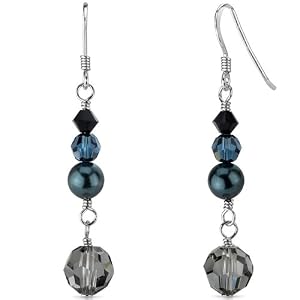 La Nina: Sterling Silver Swarovski Crystals and Pearls Cascade Drop Earrings Free Shipping