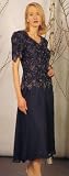 Great Fitting Chiffon Tea Length Dress Black or Navy
