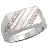14k White Gold Mens Diamond Ring, w/ 0.14 Carat Brilliant Cut Diamonds, 7/16 wide 41YIsyHf5dL. SL160 14k White Gold Mens Diamond Ring, w/ 0.14 Carat Brilliant Cut Diamonds, 7/16 wide