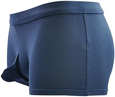 Prettygood Men's Solid Sexy Boxer Briefs Trunks Breathable Bulge Pouch Sky Blue S