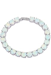 Silver White Fire Opal Bracelets Bangles for Teen Girls Pulseiras Femininas 19.5cm 7.67inch B434