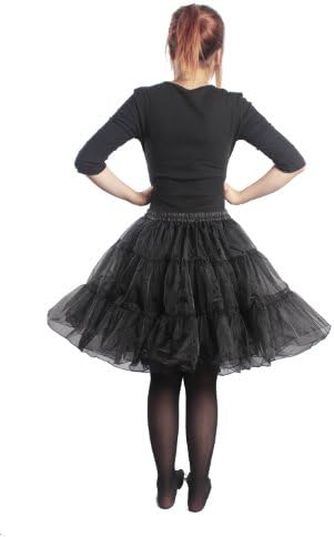 Yijunqing 50s Vintage Rockabilly Petticoat Tutu, 18" Length Net Underskirt (XS-M (4-10), Black)