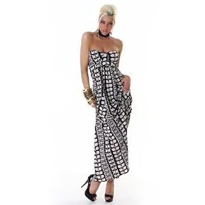 Celebrity style long dress white black Maxi floral long cocktail dress size 12 wedding evening gown,boob tube strapless masi full length SIZEUK 12 M/L