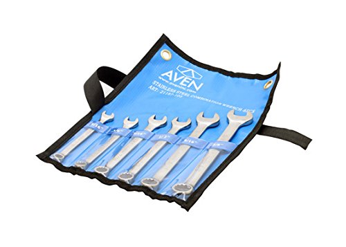 Aven 21187-105 Stainless Steel Combination Wrench Set, 6-piece in Roll Up Pouch