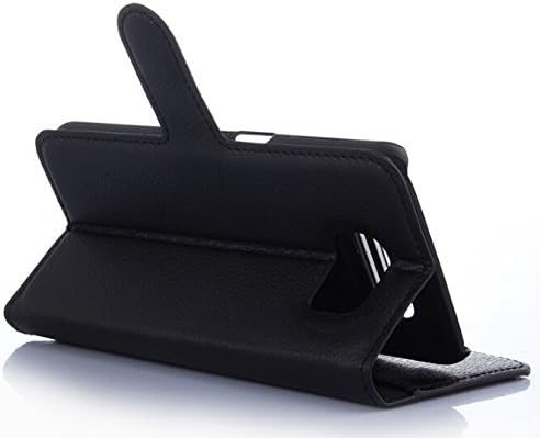 Galaxy S6 Edge Case, TTTK [Stand Feature] [Book Cover Case] - Premium Genuine Leather Wallet Flip Cover Case With Credit Card ID Holders for Samsung Galaxy S6 Edge 2015 Model (black)