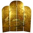Asian Furniture & D&eacute;cor - 72" Golden Cranes Chinese Lacquer Oriental Decorative Oriental Art Screen