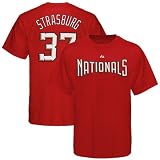 MLB Majestic Washington Nationals #37 Stephen Strasburg Red Player T-shirt (Medium)