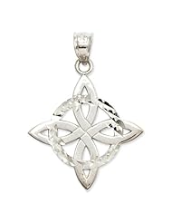14k White Gold Diamond-Cut Religious Trinity Pendant