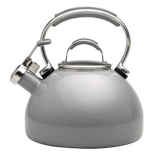 "KitchenAid Gourmet Essentials 2-Quart Porcelain Tea Kettle, Silver Mist"