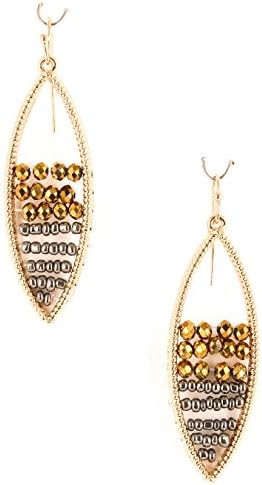 Bling Bar Oval Seed Bead Cluster Earrings (GOLD-RHODIUM)