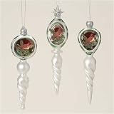 Pack of 6 Glass Finial With Cardinal Bird Christmas Ornaments 7
