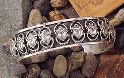 Egyptian Silver Scarab Bracelet