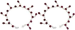 Anklets Pair Silver Gemstone Jewelry 9.25 inches (anklt210)