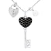 Sterling Silver Onyx, Fresh Water Pearl and Diamond Charm Pendant, 18"