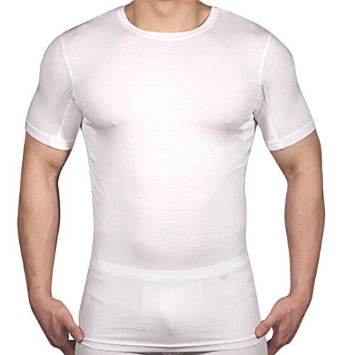 Zengvee Men's Crew Neck Undershirt with Sweat Guards