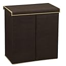 Household Essentials Double Hamper Laundry Sorter with Magnetic Lid Closure, Coffee Linen