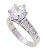 SilverBin Sterling Silver Engagement Style Round CZ Ring with Channel Set CZ Accents