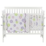 3 Piece Baby Crib Bedding Set- Lavender Flower by Tiddliwinks