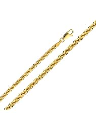 14K Yellow Gold 3mm Fancy Rope Chain Necklace with Lobster Claw Clasp - 24" Inches