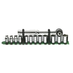 SK 91823 13 Piece 3 8-Inch Drive 6 Point 8-Millimeter to 19-Millimeter Palm Control Socket... by SK Hand Tools