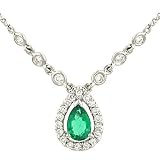 Pear Shaped Emerald(.35ct) & Diamond (.23ct) Pendant