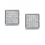 Bling Jewelry Men Sterling Silver Micro Pave CZ Square Stud Earrings Select Size